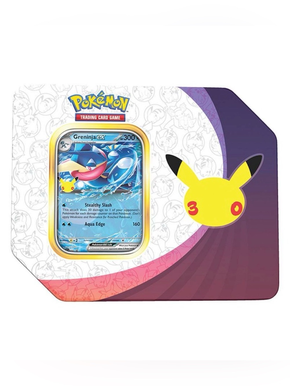 1 tin-Pokemon Trading Card Game: 30th
Celebration Tin (Sylveon or Greninja)